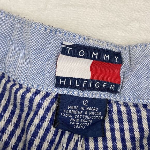 Vintage Tommy Hilfiger Blue Checkered High Waisted Cotton Shorts size 12 - Picture 2 of 8